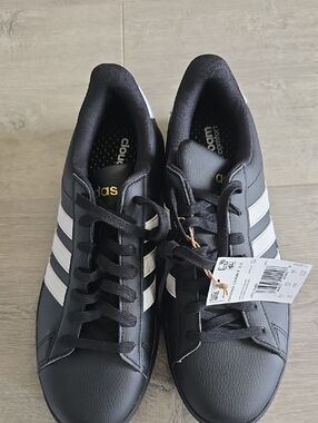 adidas Black Sneakers with White 3-Stripes